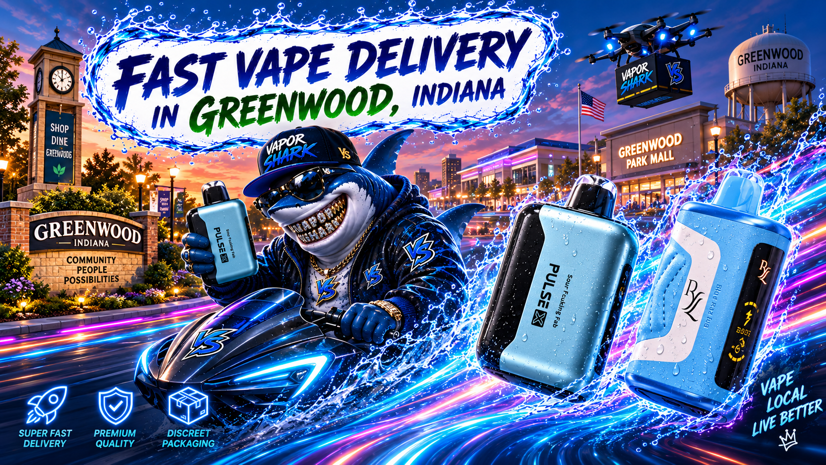 Pulse X vape device with sleek colorful design and dynamic neon splash effects